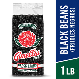 Camellia Brand black turtle beans in a pot, perfect for hearty chili.
