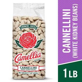 Close-up of Camellia Cannellini beans highlights uniform size and quality.