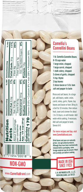 Camellia Brand Cannellini beans in a bowl showcasing creamy texture for soups.