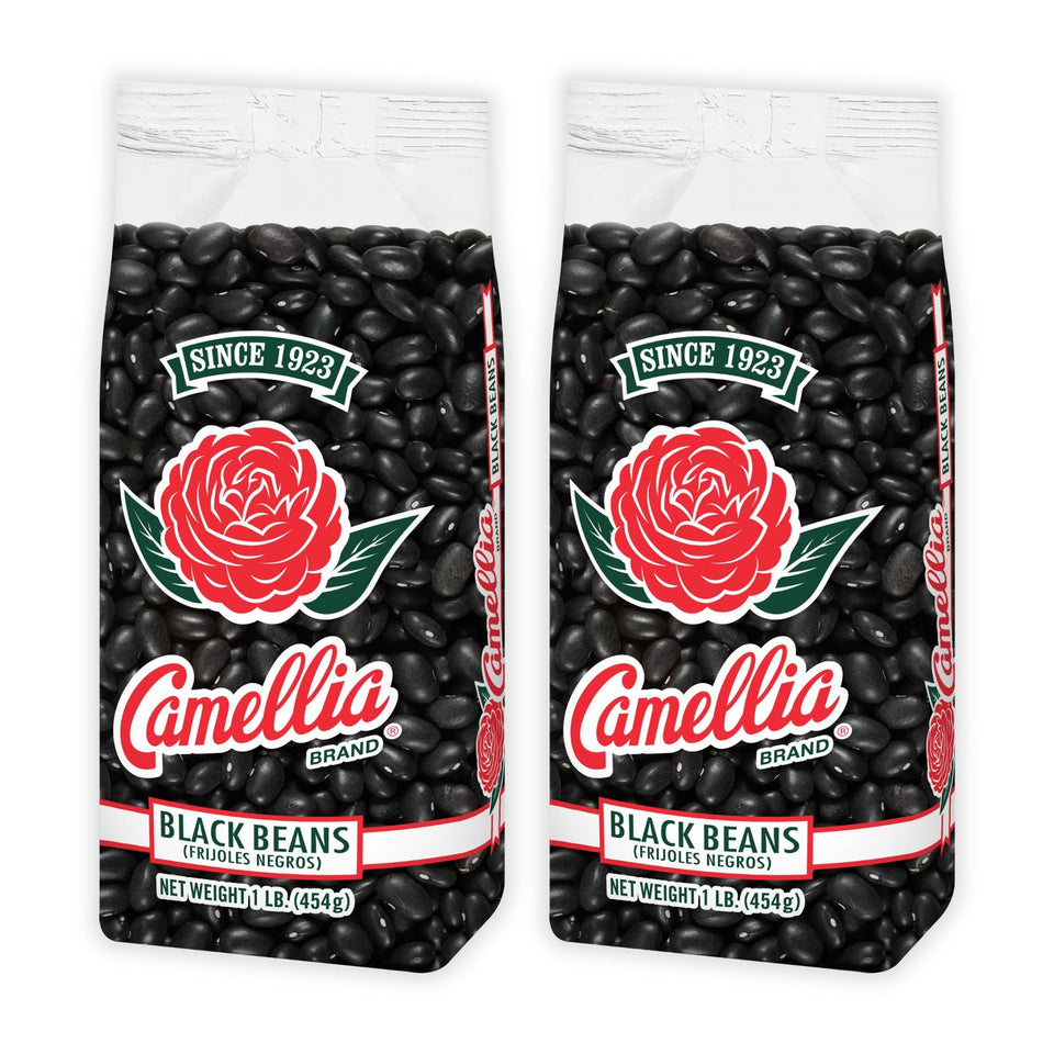 Camellia Brand dried black beans bag, versatile staple for soups and rice dishes.