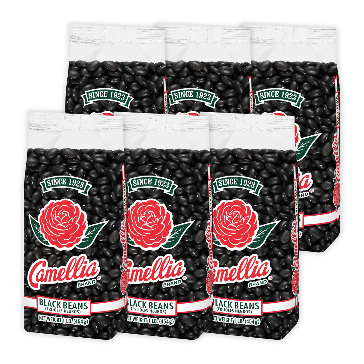 Camellia Brand dried black beans bag ideal for soups, stews, and rice and beans.