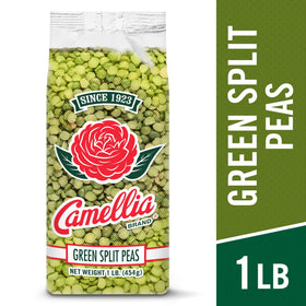 Camellia Brand dried green split peas in a pot, cooking to creaminess.