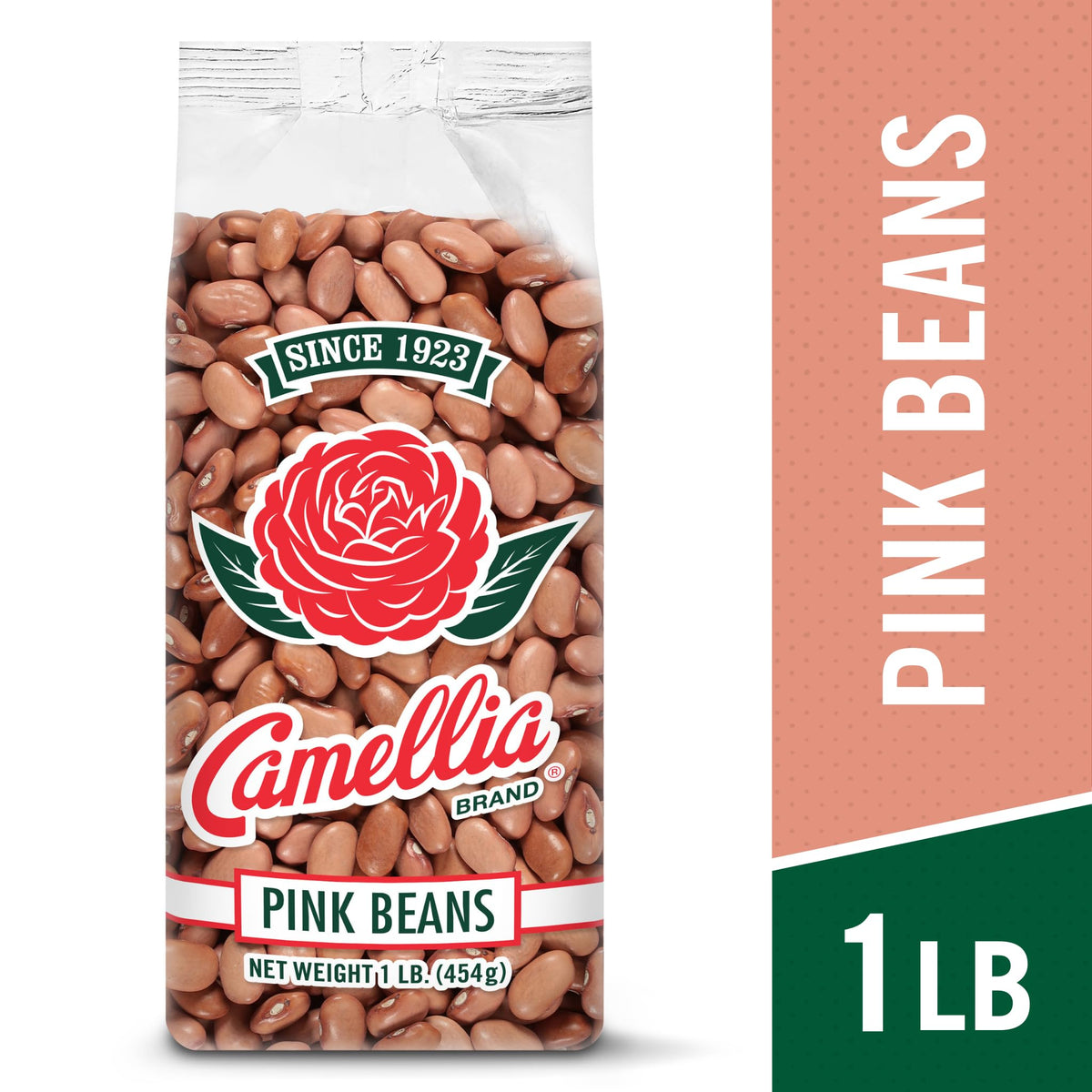 Camellia Brand pink beans simmering in a pot to a creamy texture.