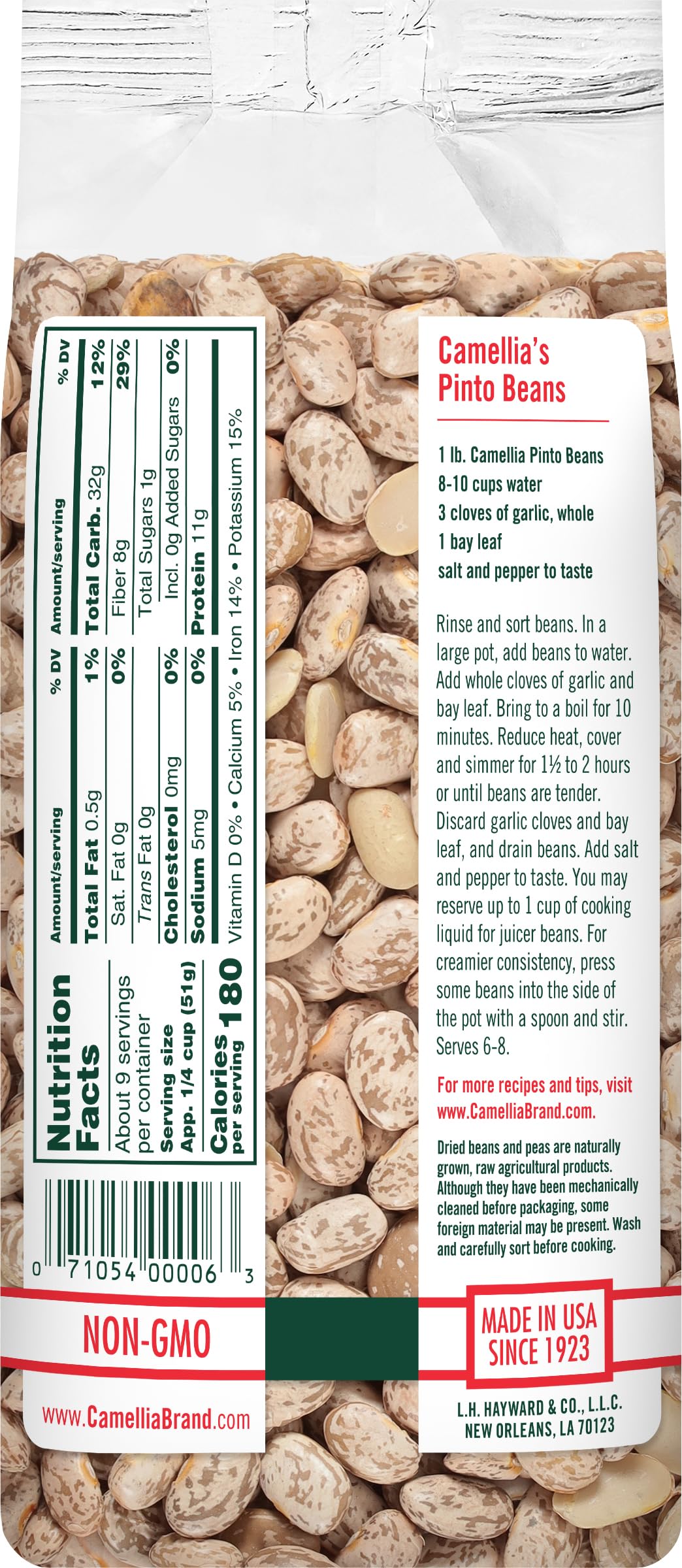 Camellia Brand dried Pinto beans simmering into chili for hearty meals