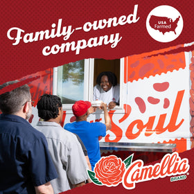 Camellia Brand dried small red beans close-up nutty aroma.