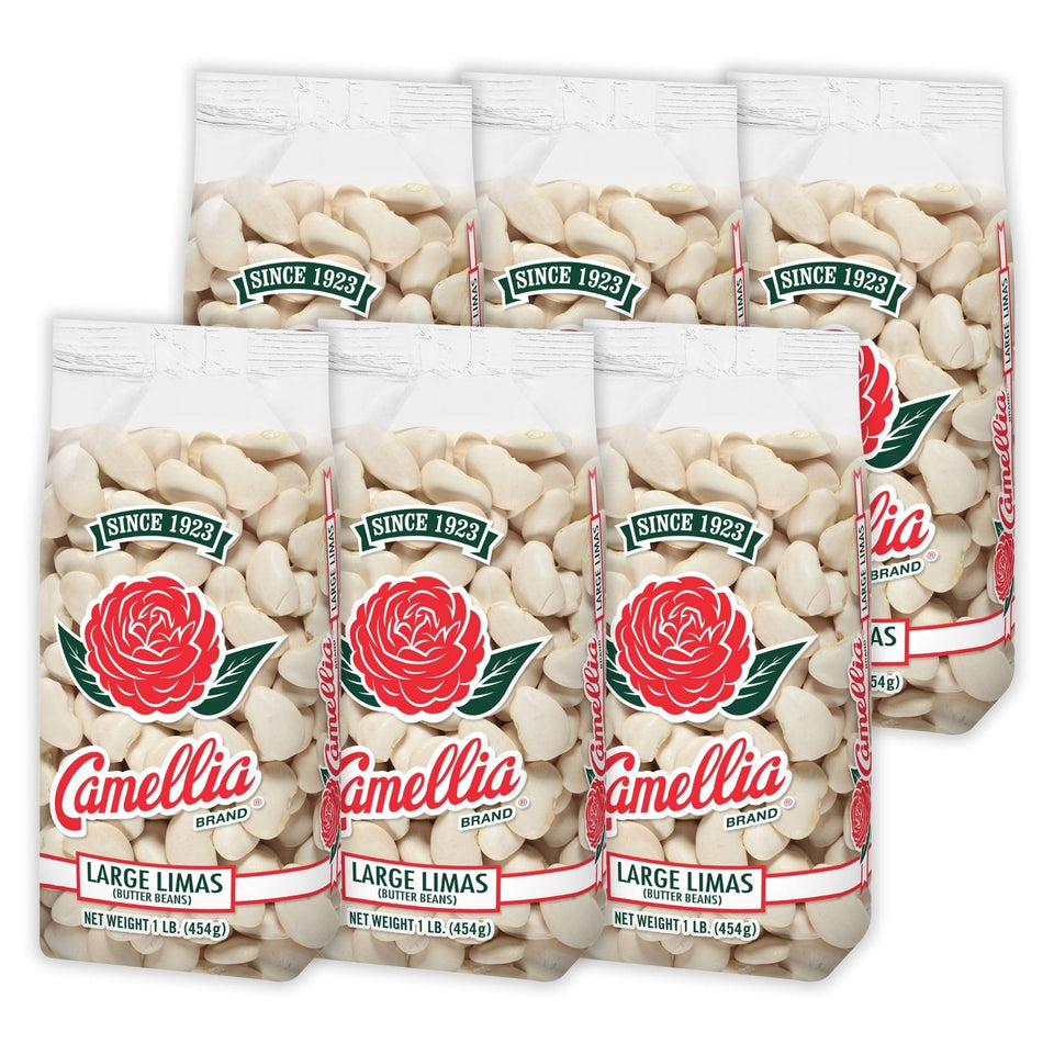 Camellia Brand Lima beans in a bag show premium dried beans for everyday cooking