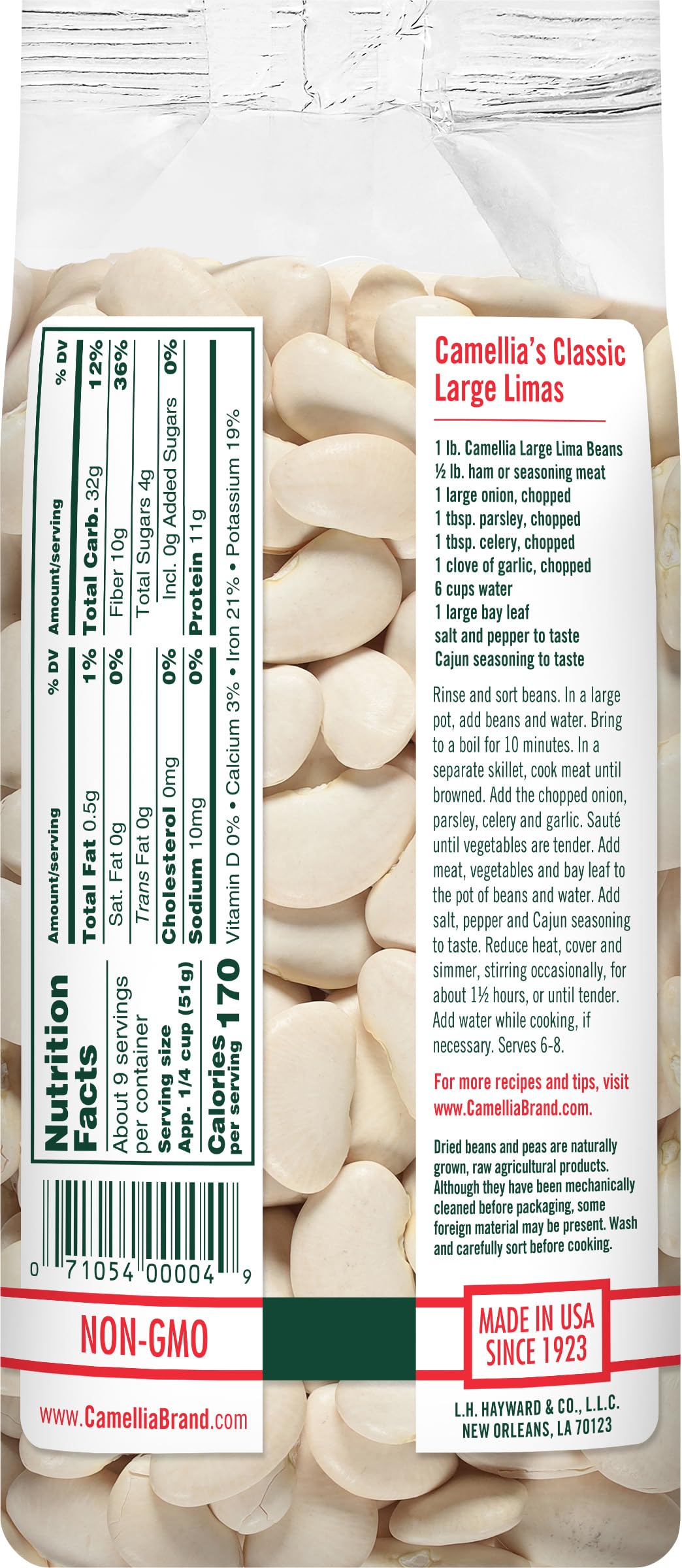 Camellia Brand Lima beans simmering in a pot reveal creamy, buttery texture