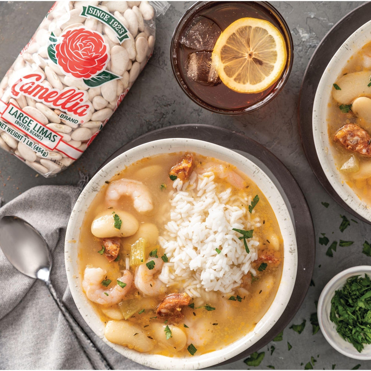 Camellia Brand Lima beans added to paella suggest global versatility