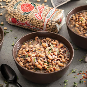 Soups and stews enriched with Camellia Brand blackeye peas.