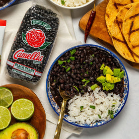 Camellia Brand beans filling tacos for quick, flavorful weeknight dinners.