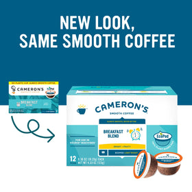 Cameron's Breakfast Blend pods closeup highlighting single-serve convenience
