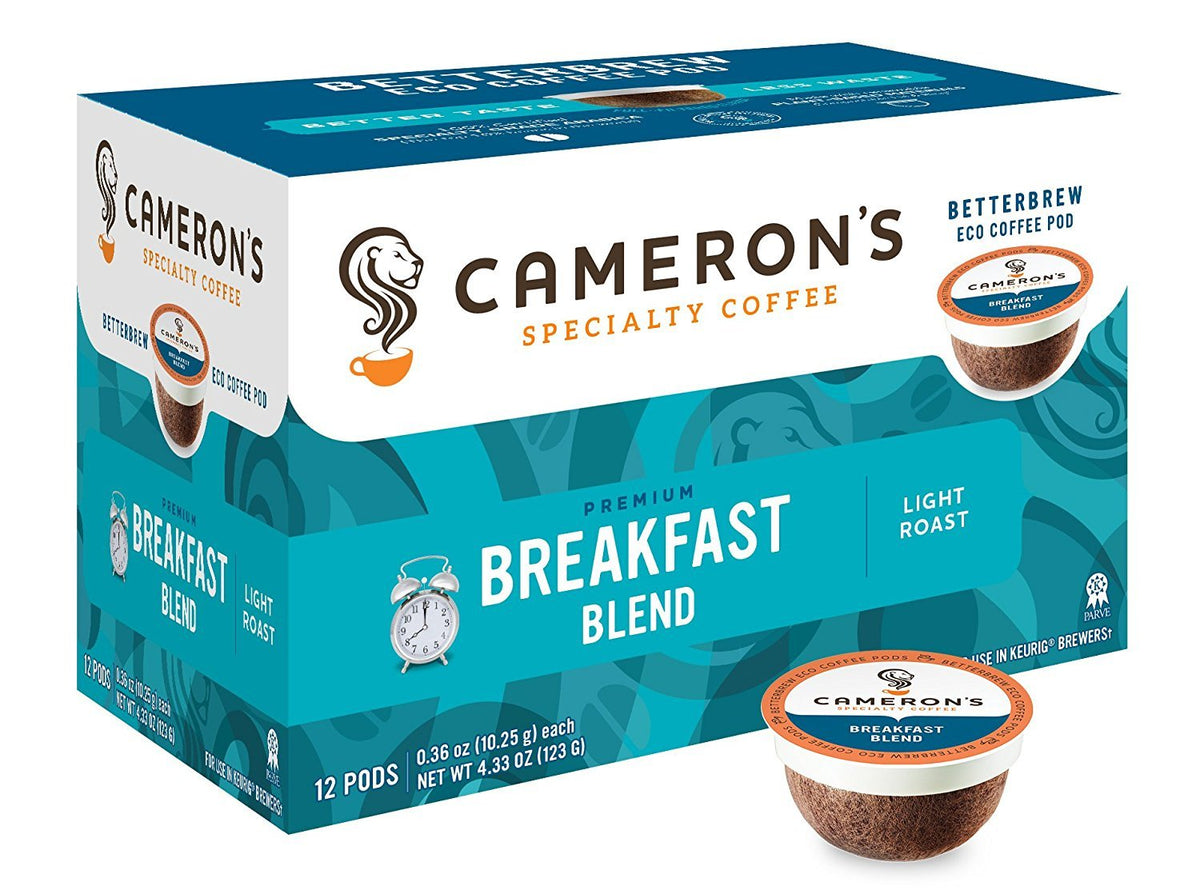 Cameron's Coffee Breakfast Blend pod close-up for a quick morning brew