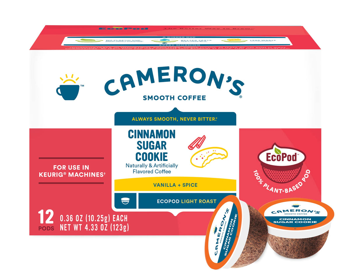 Pouring Cameron's Cinnamon Sugar Cookie cup with inviting aroma and flavor.