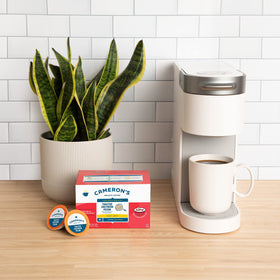 Cameron's Coffee compostable-filter-pods reflect earth-friendly design.