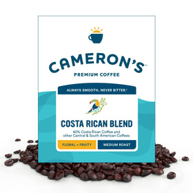Cameron's Coffee Costa Rica Blend bag front with label, highlighting sustainable sourcing for premium mornings.