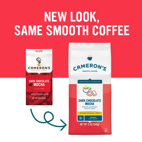 Close-up of 100% Arabica beans used in Cameron's Dark Chocolate Mocha for a smooth cup