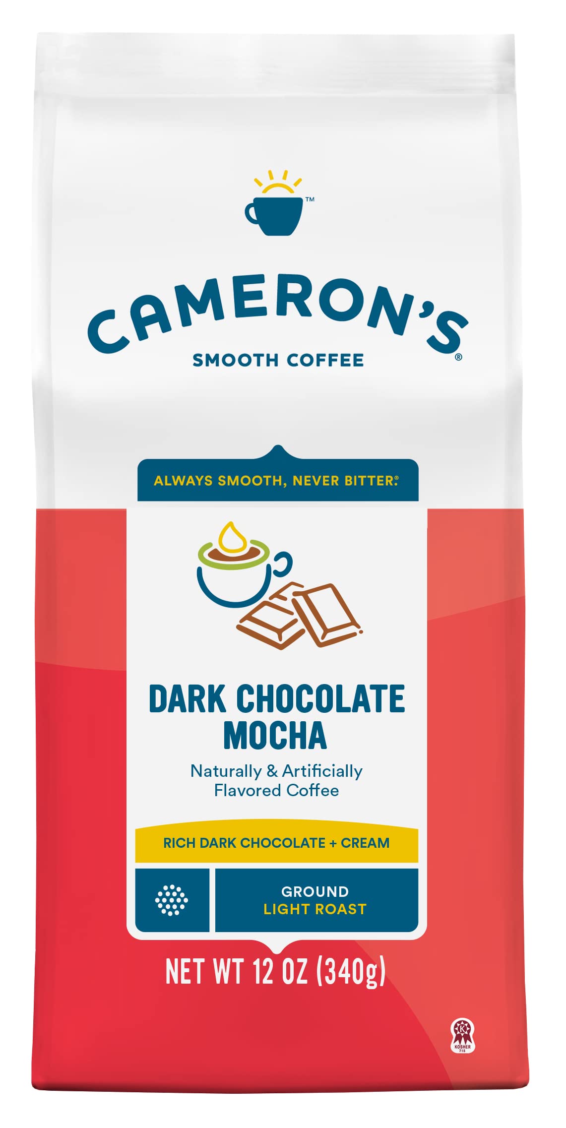 Cameron's Coffee Dark Chocolate Mocha ground coffee bag ready for at-home brewing with rich flavor