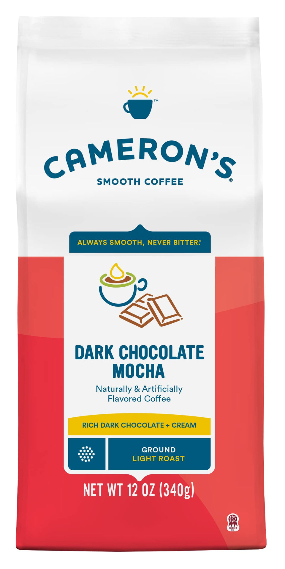 Cameron's Coffee Dark Chocolate Mocha ground coffee bag ready for at-home brewing with rich flavor