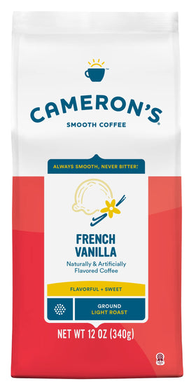 Cameron's Coffee French Vanilla ground 12 oz packaging varies, ideal for home brewing