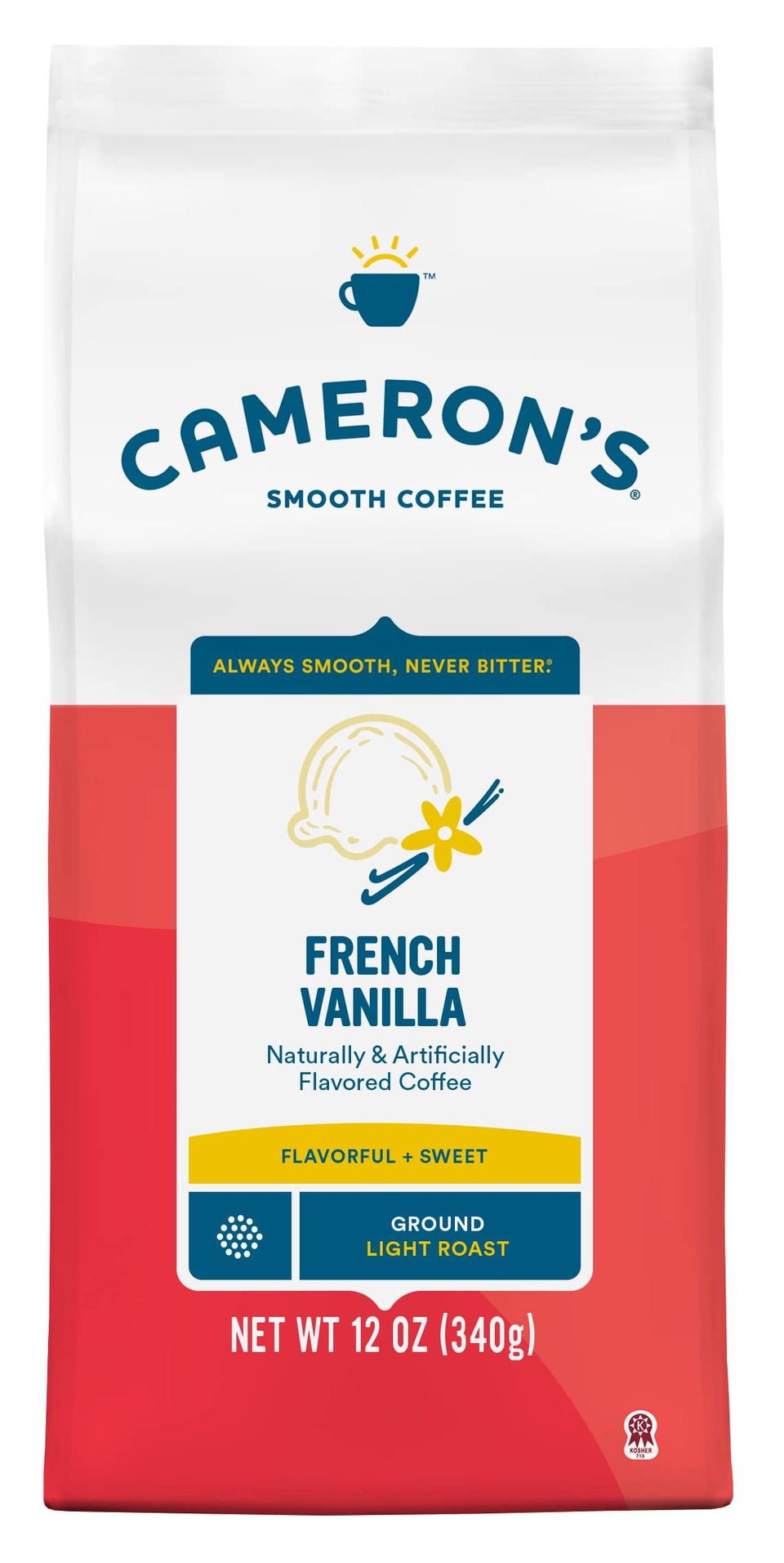 Cameron's Coffee French Vanilla ground 12 oz packaging varies, ideal for home brewing