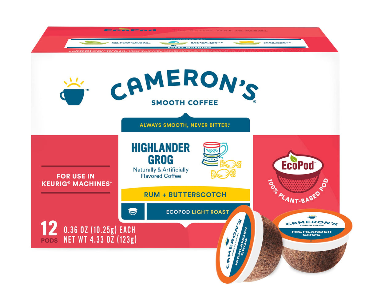 Cameron's Highlander Grog pod in a Keurig for quick morning brew