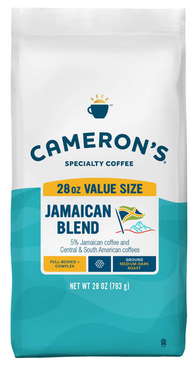 Cameron's Coffee Jamaican Blend bag with premium, small-batch roasted beans for a smooth brew.