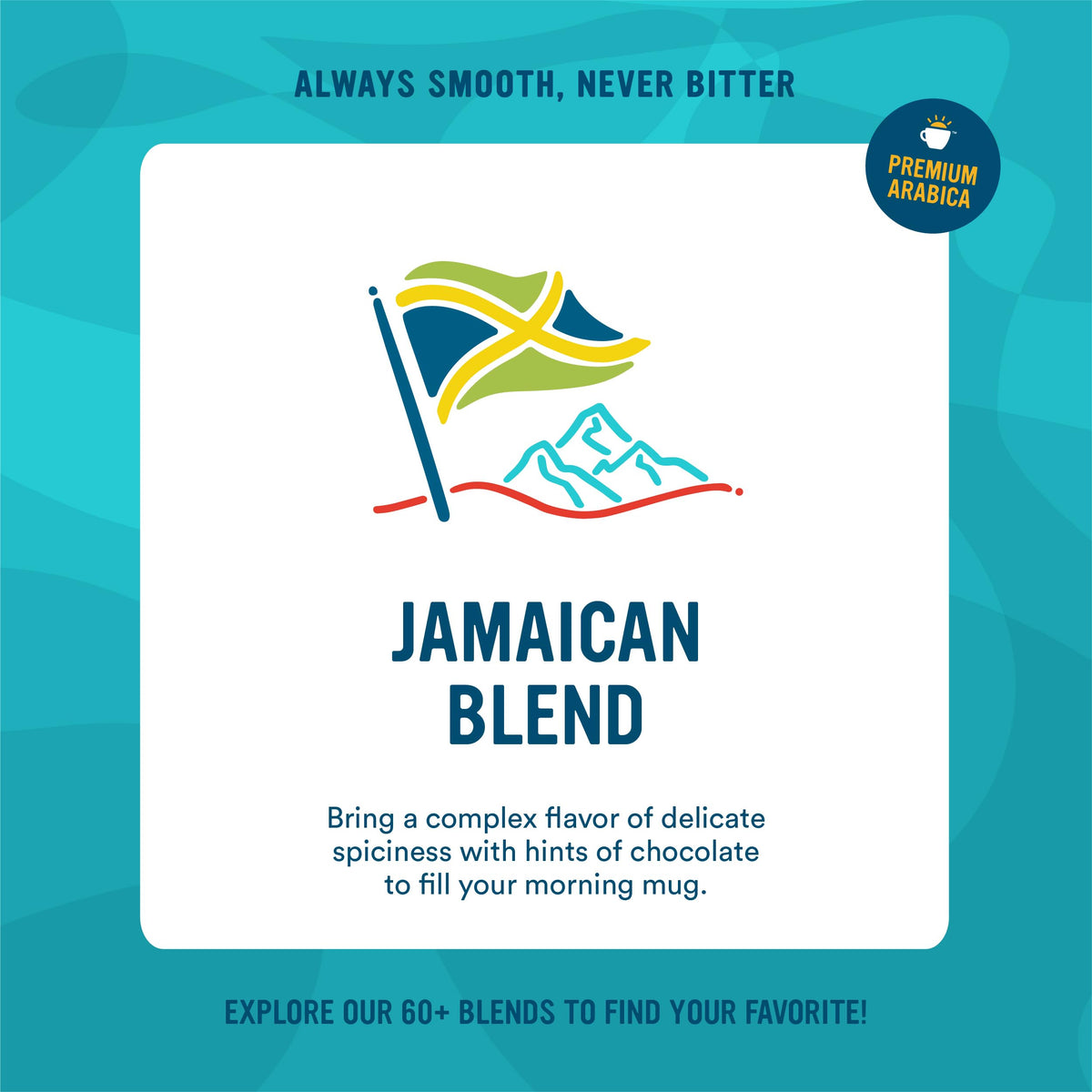 Cameron's Jamaican Blend pods packaging box highlighting convenience and eco-friendly design.