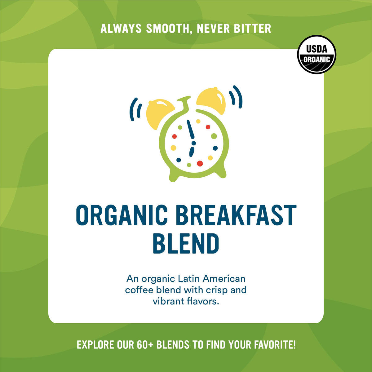 Cameron's Coffee Organic Breakfast Blend Arabica beans up close.