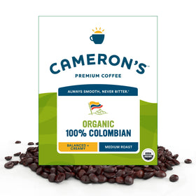 Camerons Coffee roasted whole bean organic 100 percent Colombian 4 lb bag ideal for home brewing