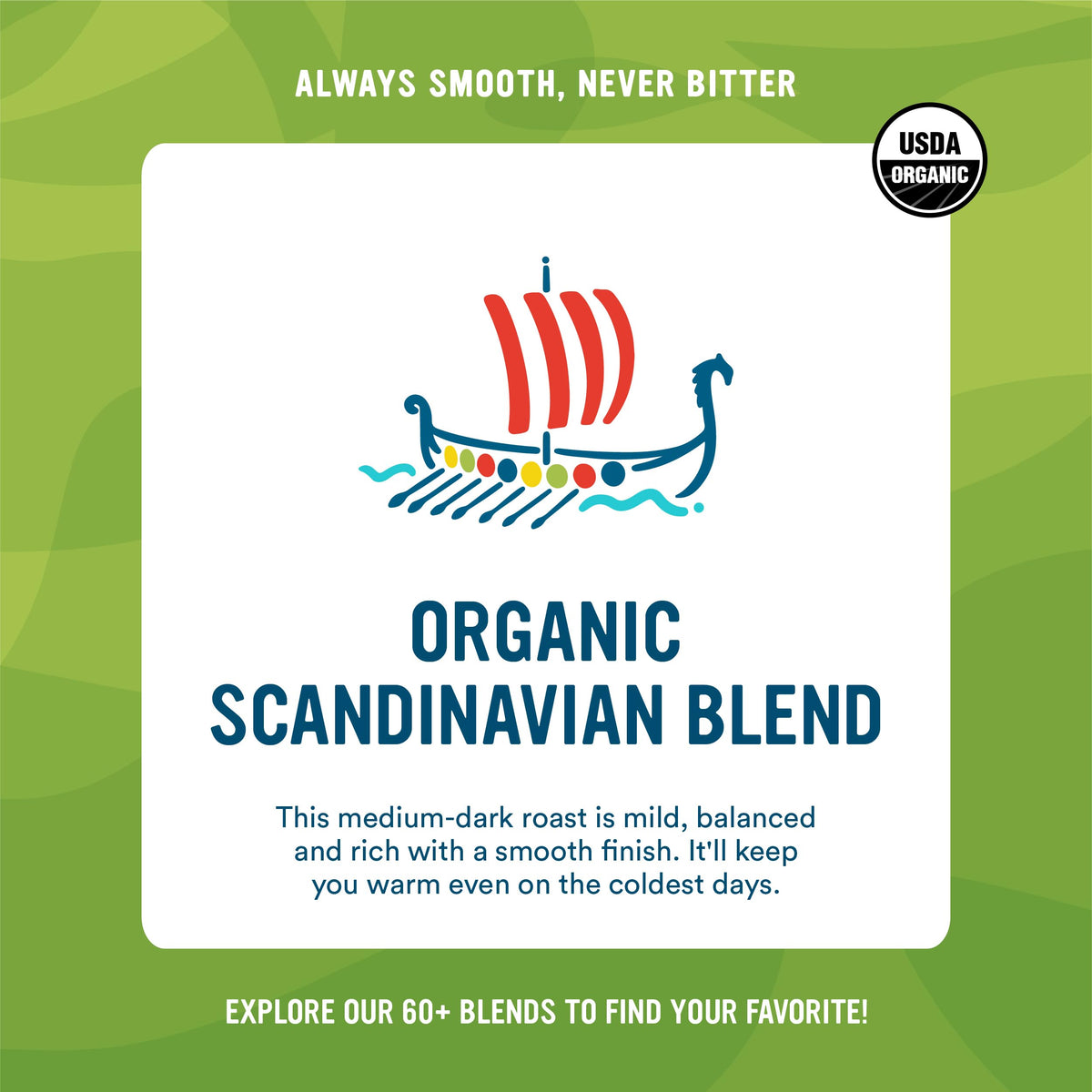 Cameron's Coffee Scandinavian Blend whole beans closeup, premium quality for home brewing.