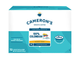 Cameron's Coffee single-serve pods boxed for quick morning brewing.