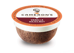 Cameron's Coffee Vanilla Hazelnut pods close-up highlighting premium Arabica blend