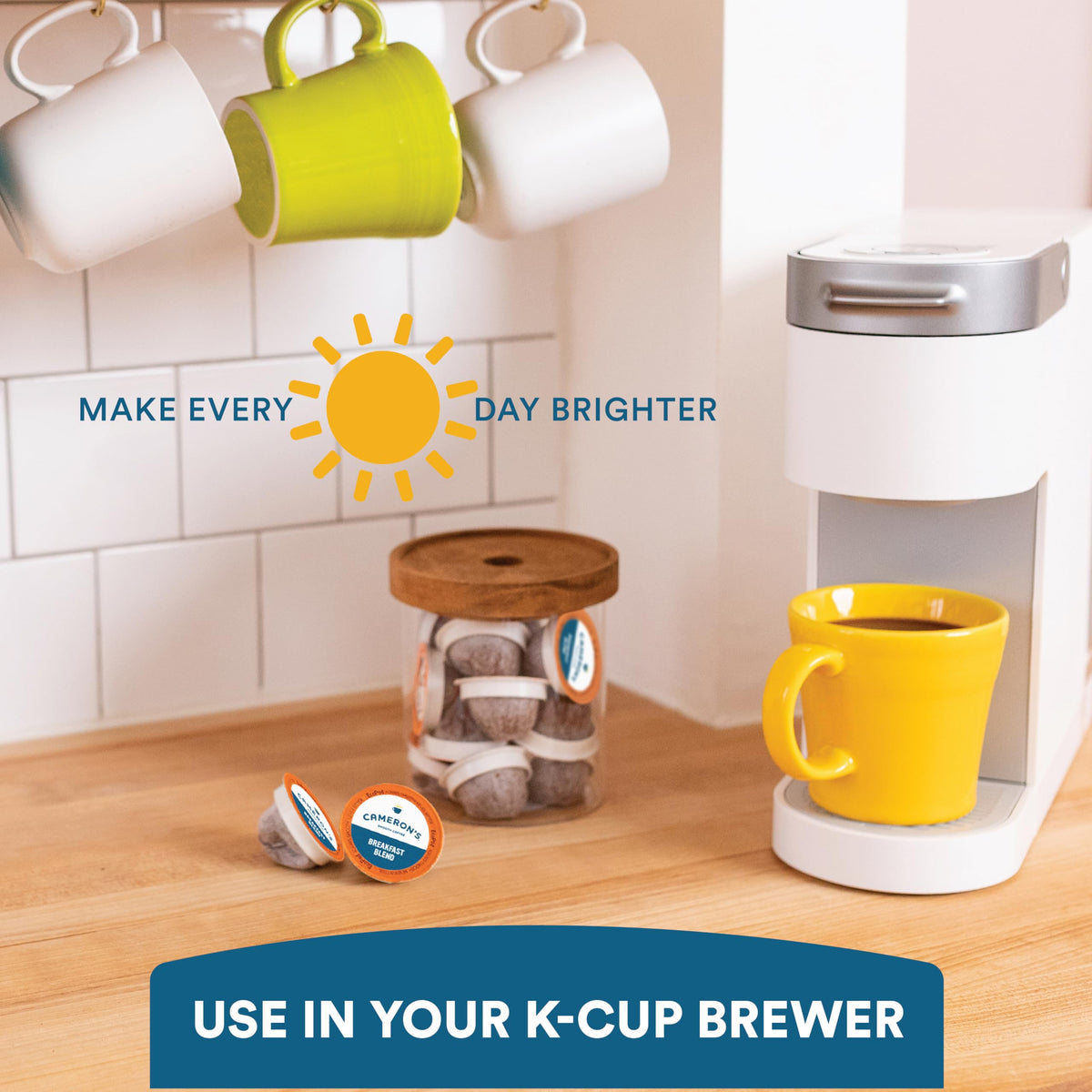 Vanilla hazelnut coffee pouring from Cameron's cup showcasing flavor.