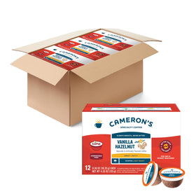 Cameron's Coffee Vanilla Hazelnut single-serve pods in a 12-count pack for quick morning brews