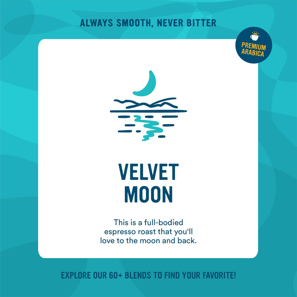 Close-up of Velvet Moon espresso beans showing premium Arabica quality for smoother flavor.