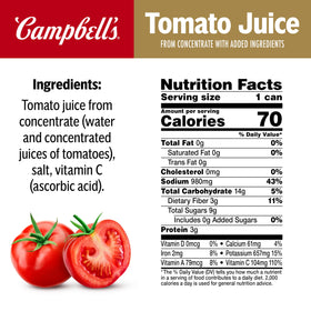 Close-up of vine-ripened tomatoes used in Campbell's 100% Tomato Juice for rich flavor.