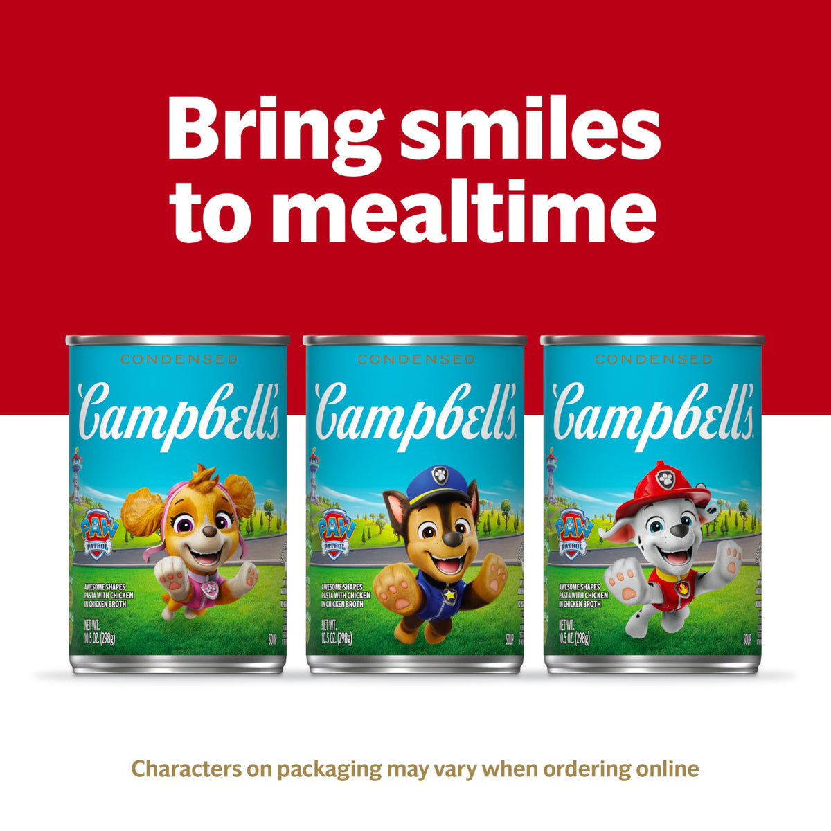 Campbells 12-pack kids soup display in pantry