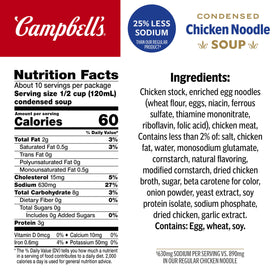 Campbell’s 25% less sodium can side view with nutrition details