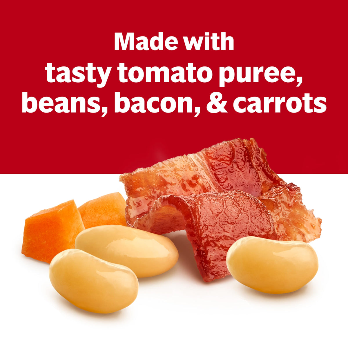 Steam rises from a hot bowl of Campbell's Bean with Bacon Soup