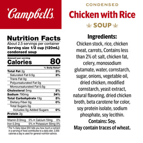 Steaming bowl of Campbell's chicken and rice soup ready to warm you.
