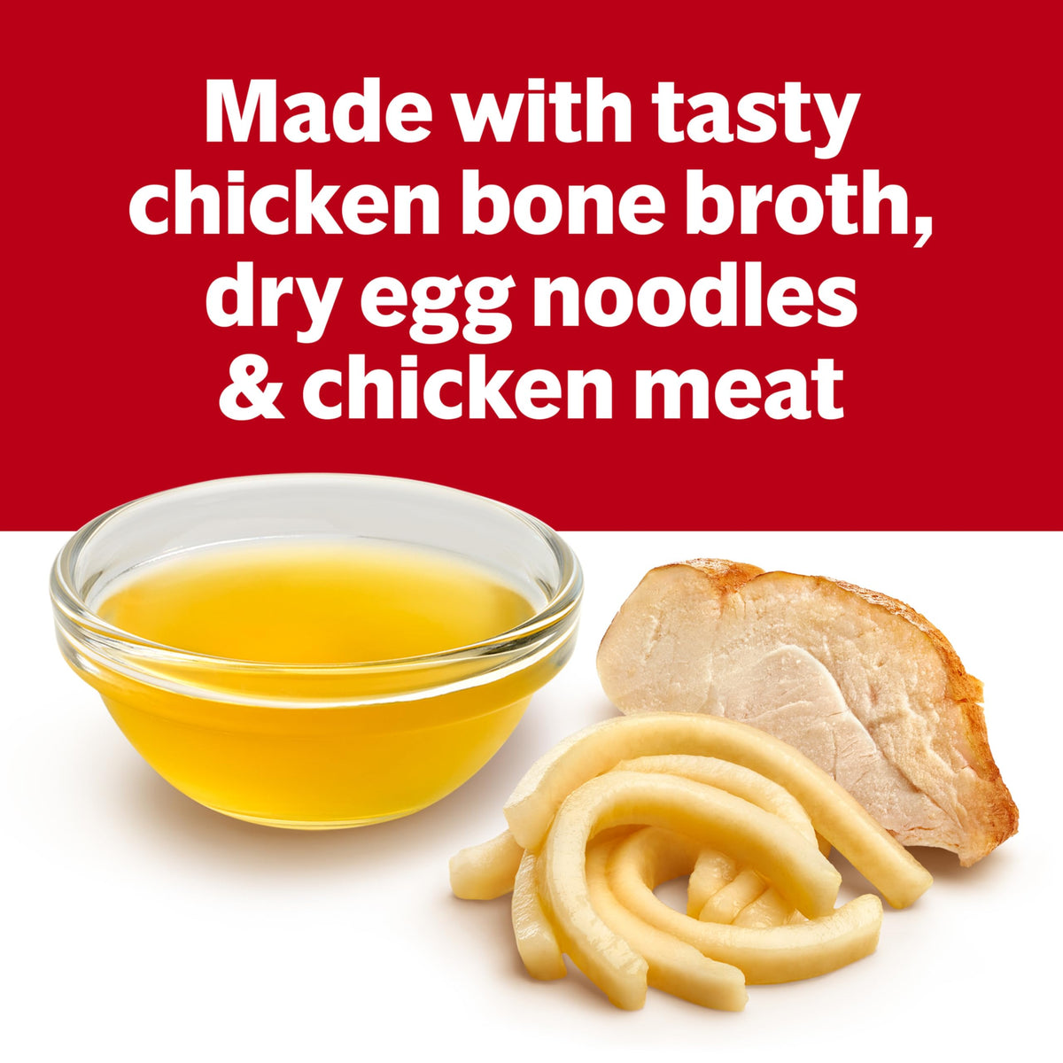 Campbell's chicken noodle soup bone broth base delivering rich flavor