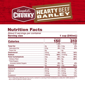 Campbell’s Chunky beef and barley case with twelve cans ready for weeknight meals