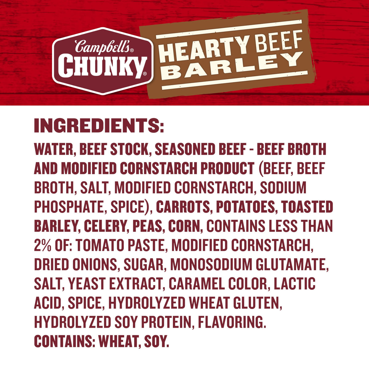 Campbell’s Chunky beef and barley ingredients plate with carrots potatoes and toasted barley