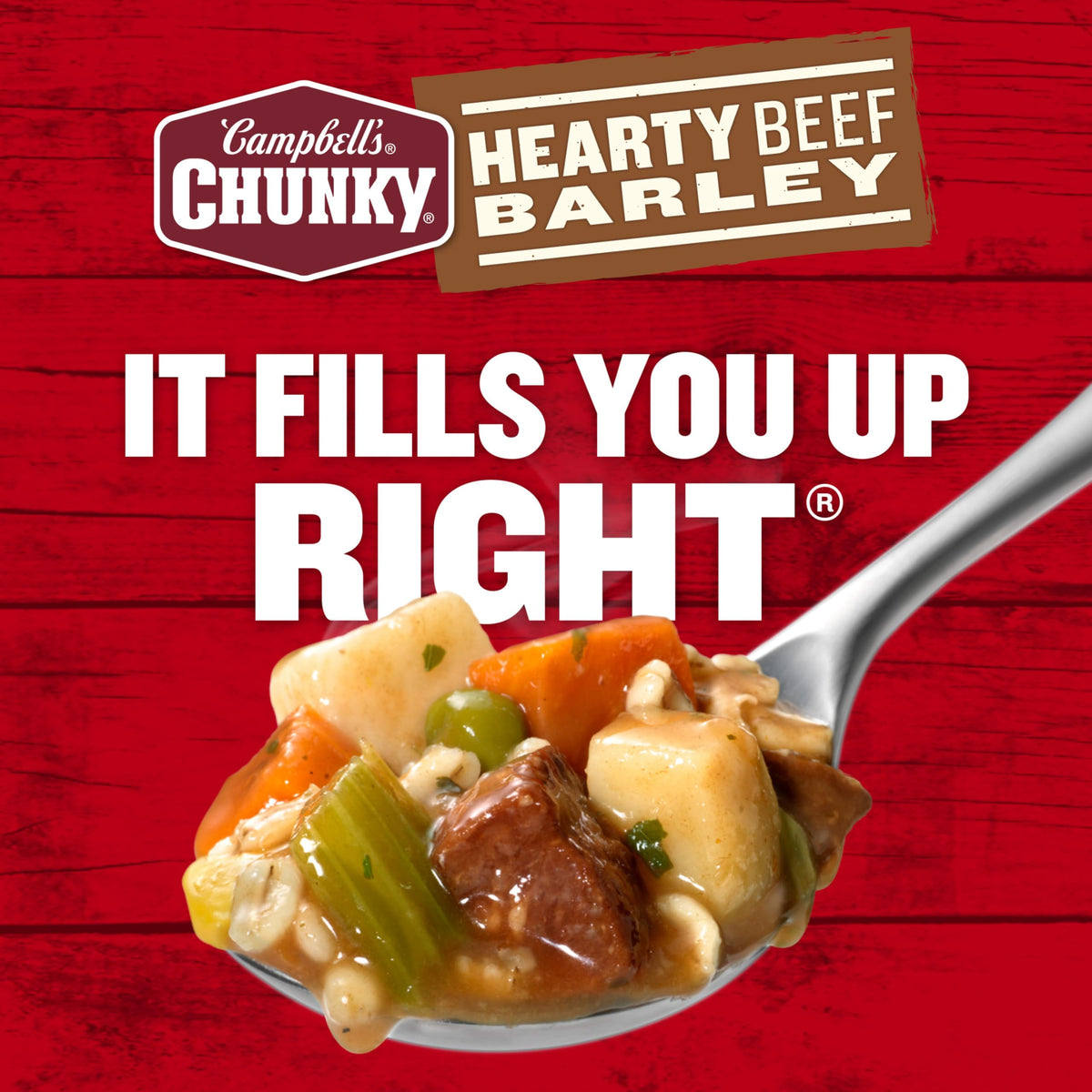Campbell’s Chunky beef and barley nutrition label highlights protein