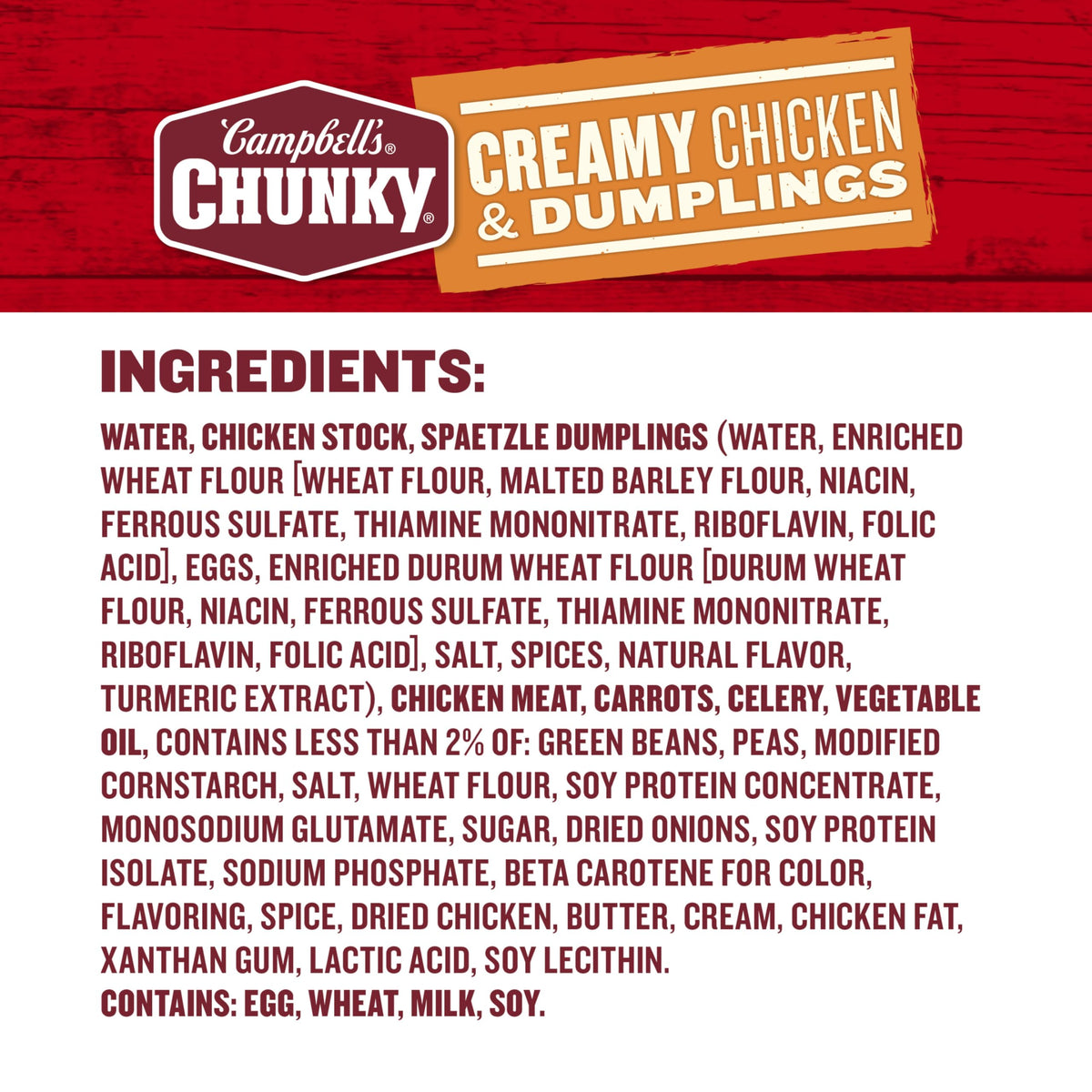 Campbell's Chunky soup with carrots and celery in a savory base.