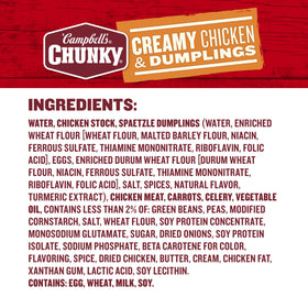 Campbell's Chunky soup with carrots and celery in a savory base.