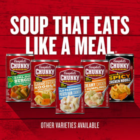 Campbell's Chunky Chicken Corn Chowder nutrition label highlights 14 grams protein.