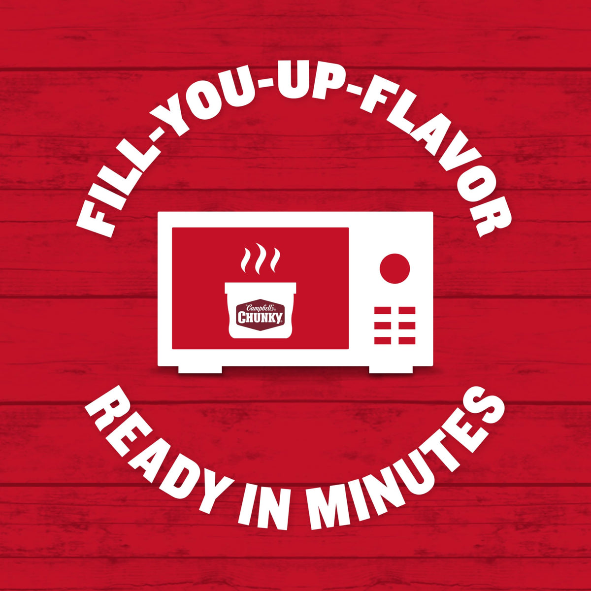 Campbell's Chunky Chicken Noodle Soup nutrition label visible to help quick meal decisions.