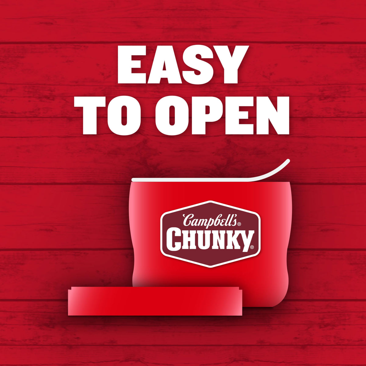 Campbell's Chunky Chicken Noodle Soup steaming bowl suggesting warm aroma and flavor.