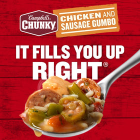 Campbell's Chunky Gumbo microwaves quickly for a comforting meal on busy days.